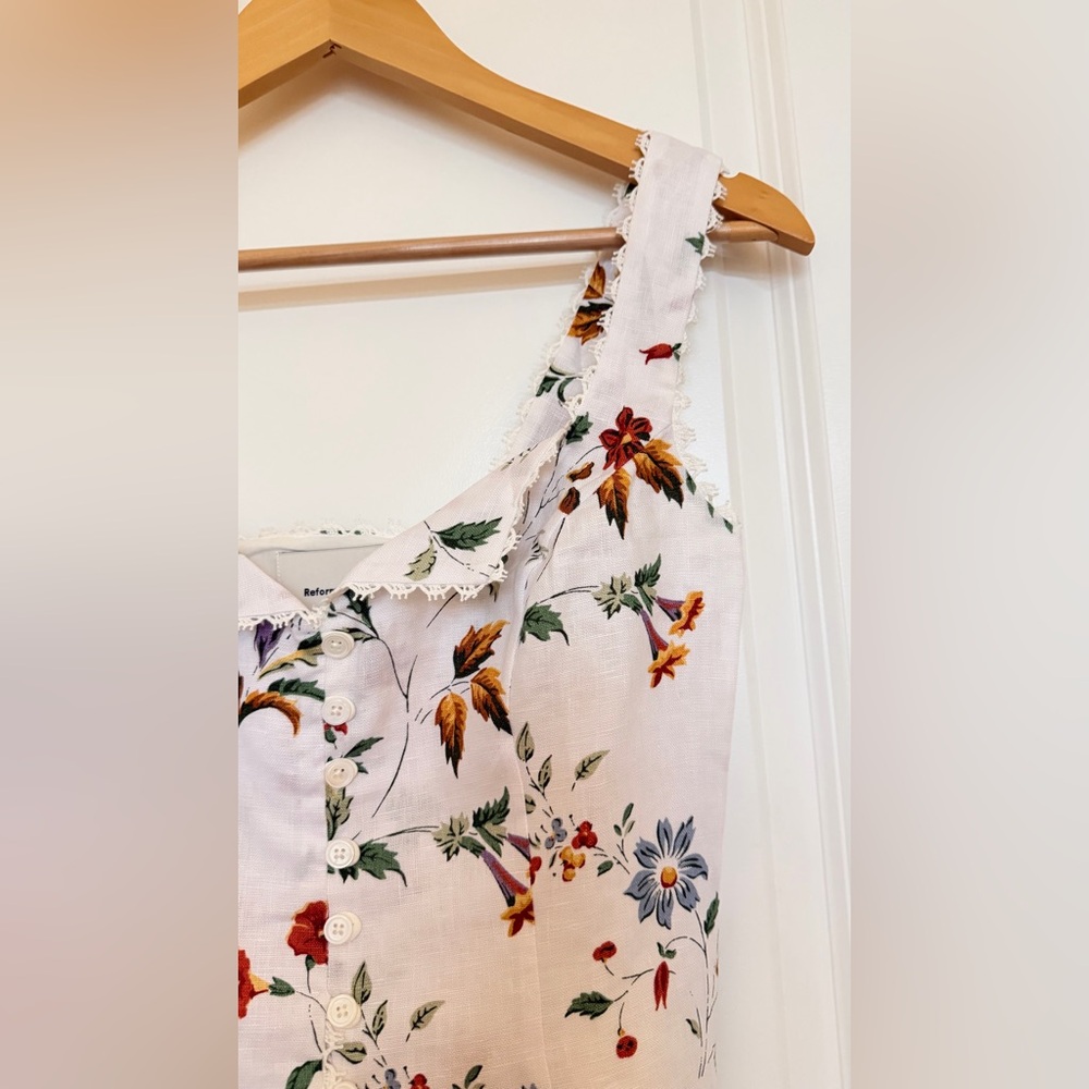 Reformation Viola Linen Top in Corsini. Brand new without tags,  never worn. - Picture 12 of 12
